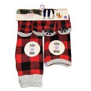 Chatties Red Plaid Matching Family Socks Set for Dog Mom & Dad